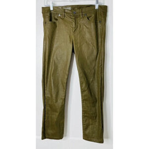 Madewell Skinny Skinny Pants Jeans 29 x 32 Womens Coated Olive Green Stretch